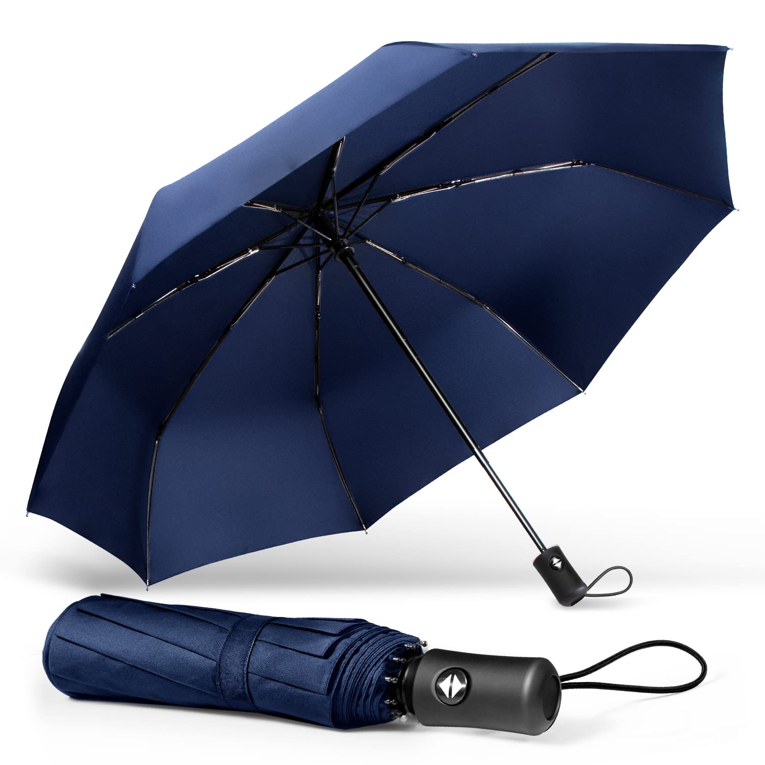 TechRise Windproof Automatic Folding Travel Umbrella 8 Ribs Auto Open and Close