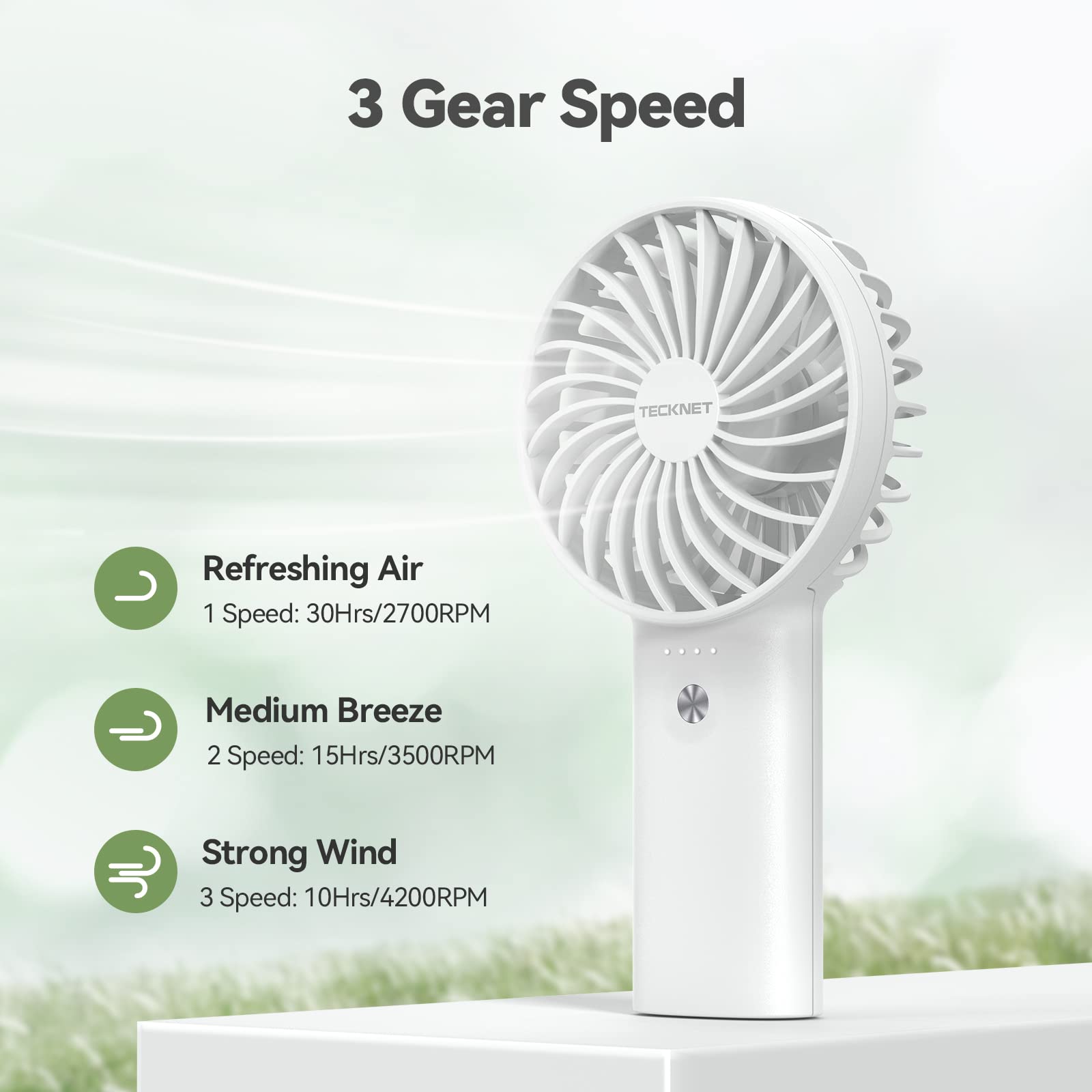 TECKNET Handheld Fan, 2-in-1 Mini Fan with Rechargeable 5200mAh Power Bank