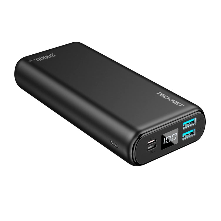 TECKNET Power Bank, 20000mAh Portable Charger with LED Display & 4 Input/Output