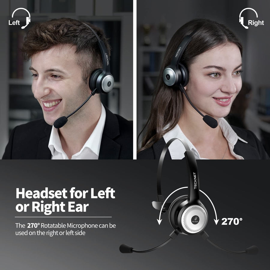 TECKNET Noise Cancelling Bluetooth Headphones with Microphone, Bluetoo