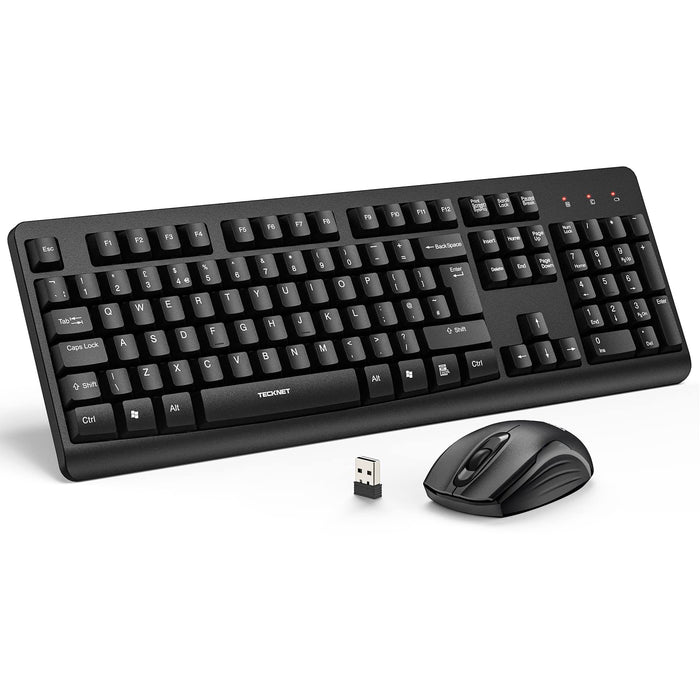 TECKNET 2.4G Wireless Keyboard and Mouse Set With Nano USB Receiver