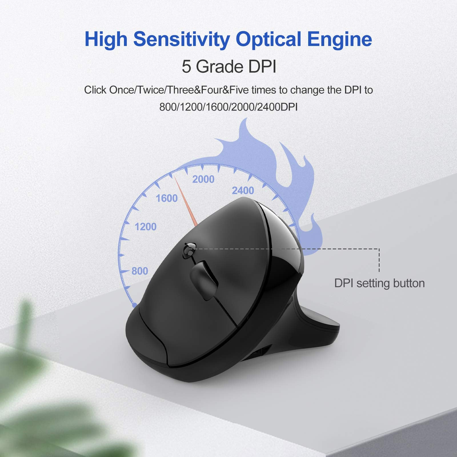 TECKNET Ergonomic Rechargeable Mouse, 2.4G Wireless Vertical with 5 Adjustable DPI