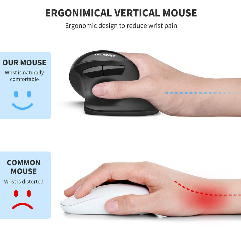 TECKNET Ergonomic Rechargeable Mouse, 2.4G Wireless Vertical with 5 Adjustable DPI