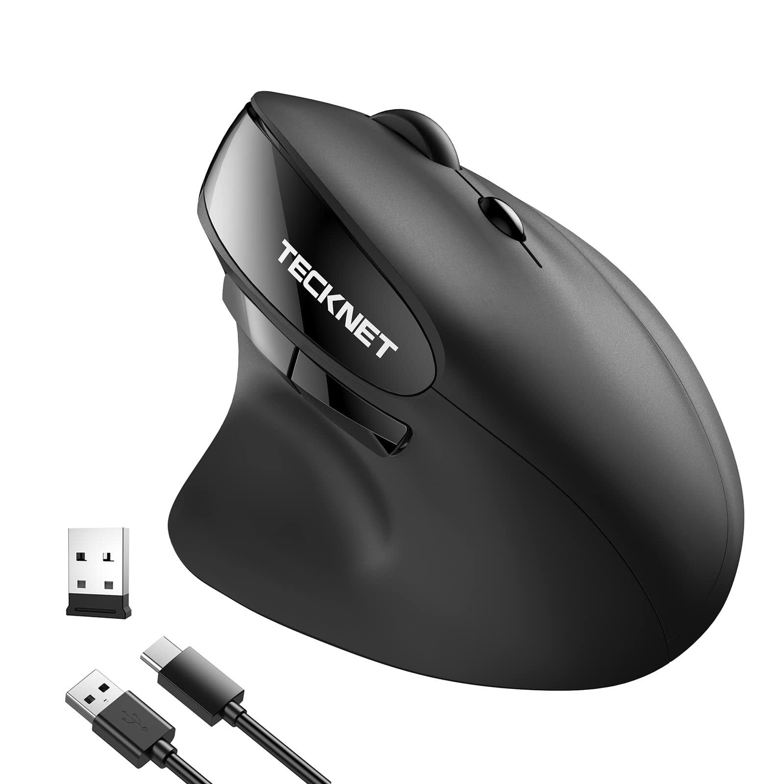 TECKNET Ergonomic Rechargeable Mouse, 2.4G Wireless Vertical with 5 Adjustable DPI