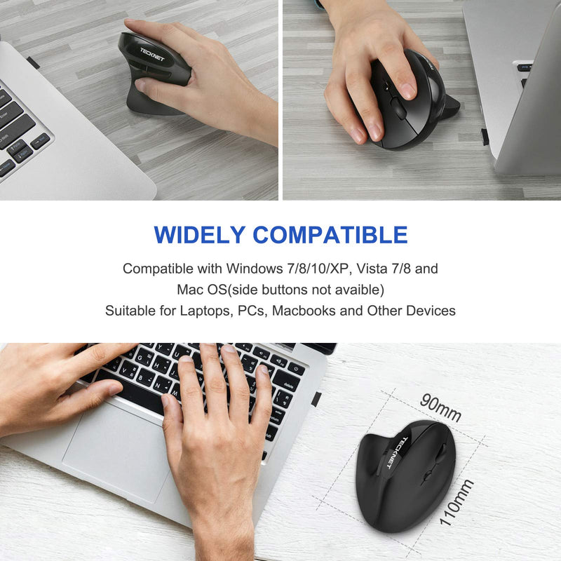 TECKNET Ergonomic Rechargeable Mouse, 2.4G Wireless Vertical with 5 Adjustable DPI