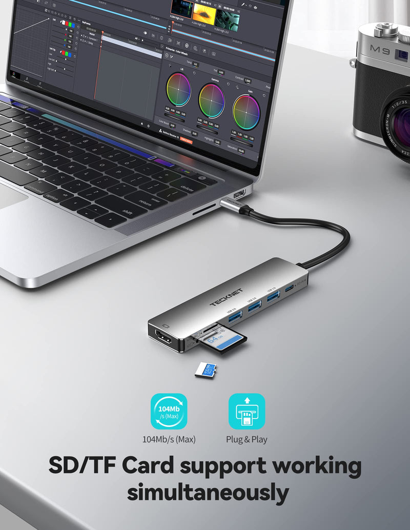 Adaptateur USB C Macbook Air/Pro, Hub USB C 7 en 1 avec HDMI 4K 60Hz